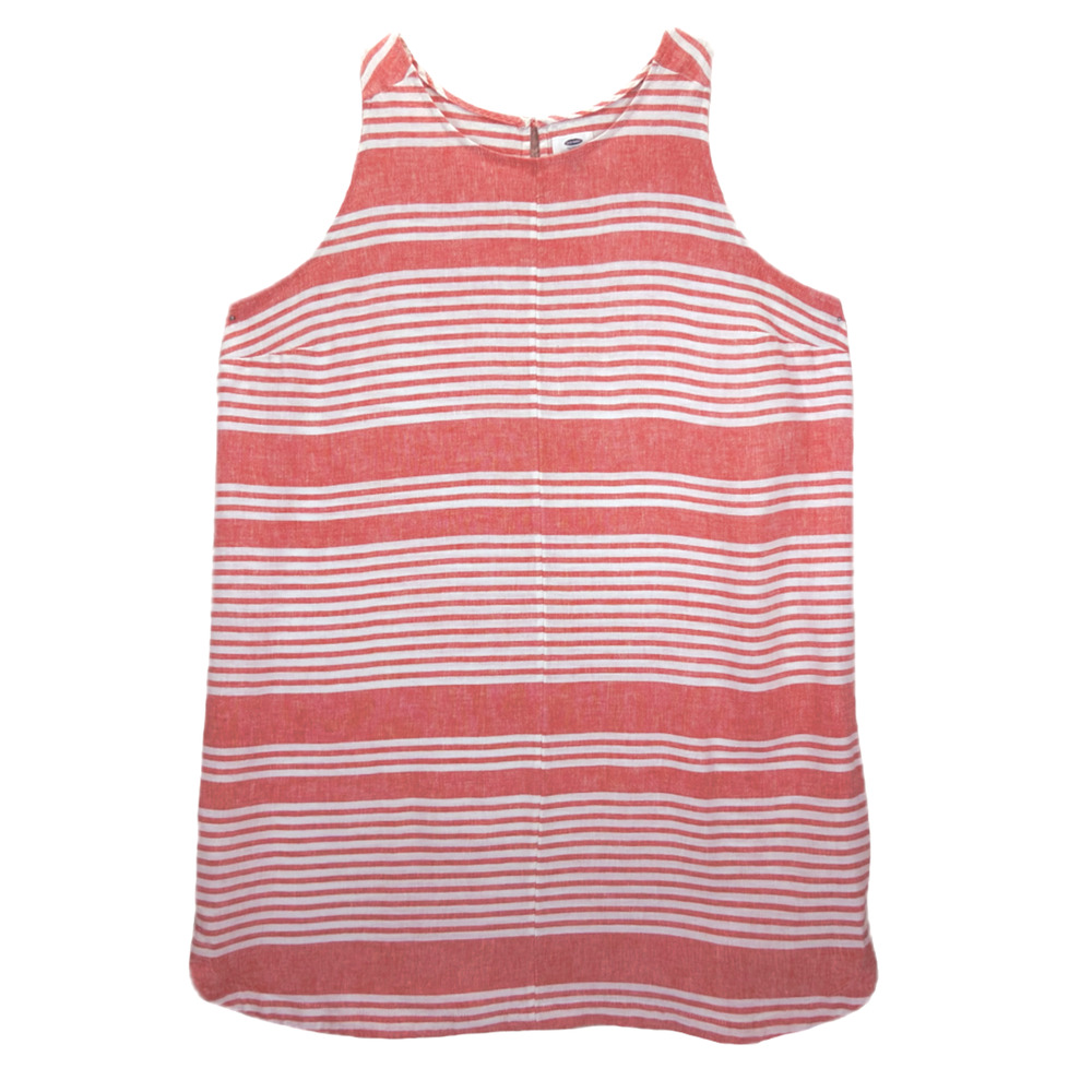 Old Navy Linen-Blend Shift Dress Size 2XL Striped Sleeveless Orange White Summer